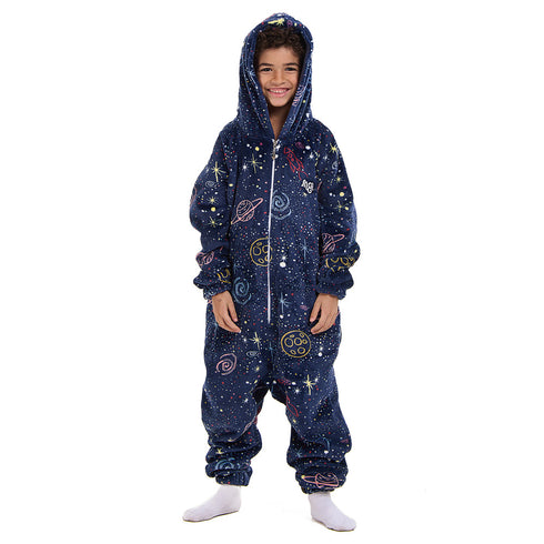 Snuggs Kids Blanket Onesie Dark blue space